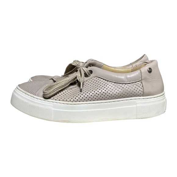 AGL Blondie Perforated Platform Leather Sneakers Talc Pink Women's Size 40 US 10 - Picture 3 of 11